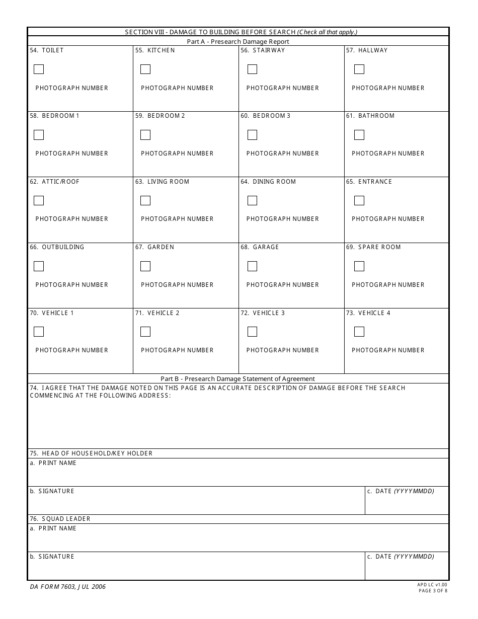 DA Form 7603 Building Search Report, Page 3