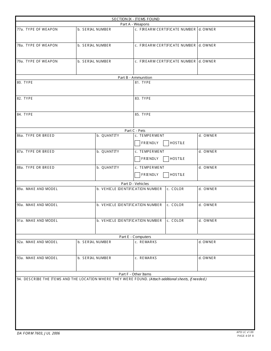 DA Form 7603 Building Search Report, Page 4
