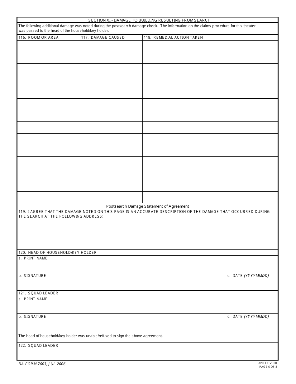 DA Form 7603 Building Search Report, Page 6