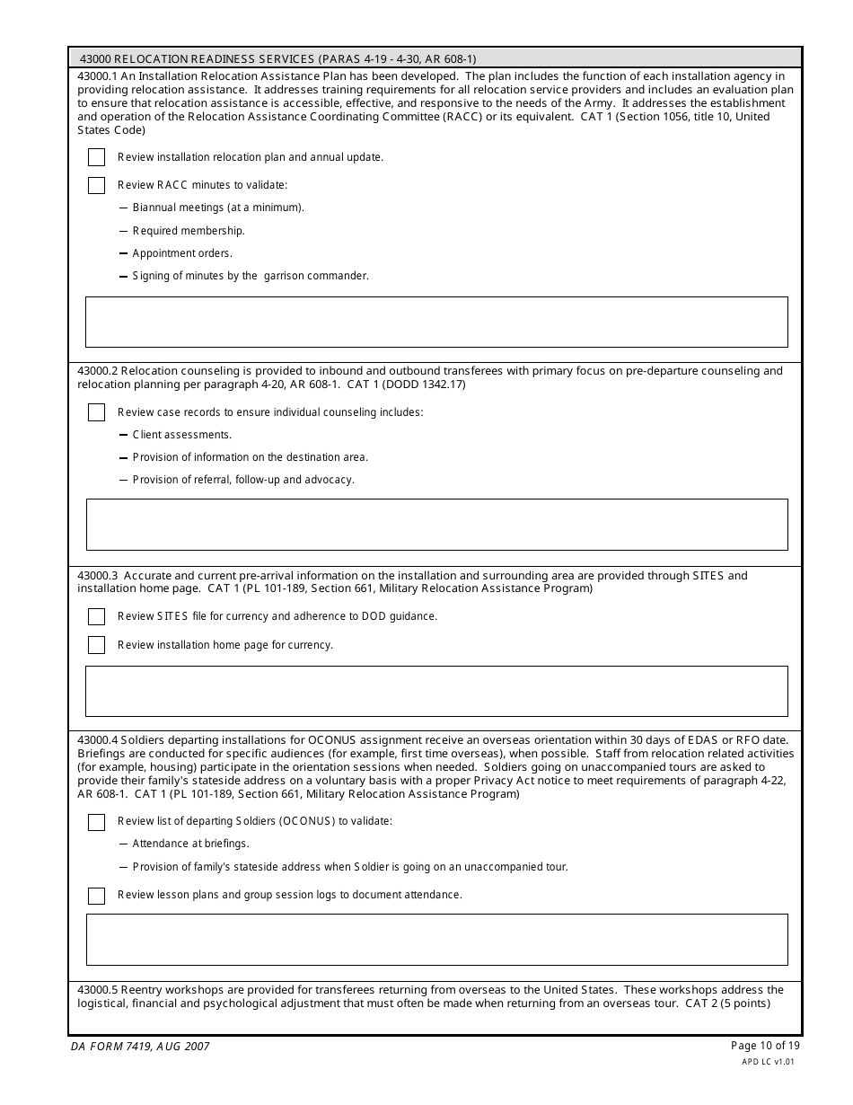 DA Form 7419 - Fill Out, Sign Online and Download Fillable PDF ...