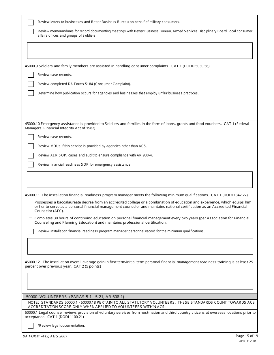 DA Form 7419 - Fill Out, Sign Online and Download Fillable PDF ...