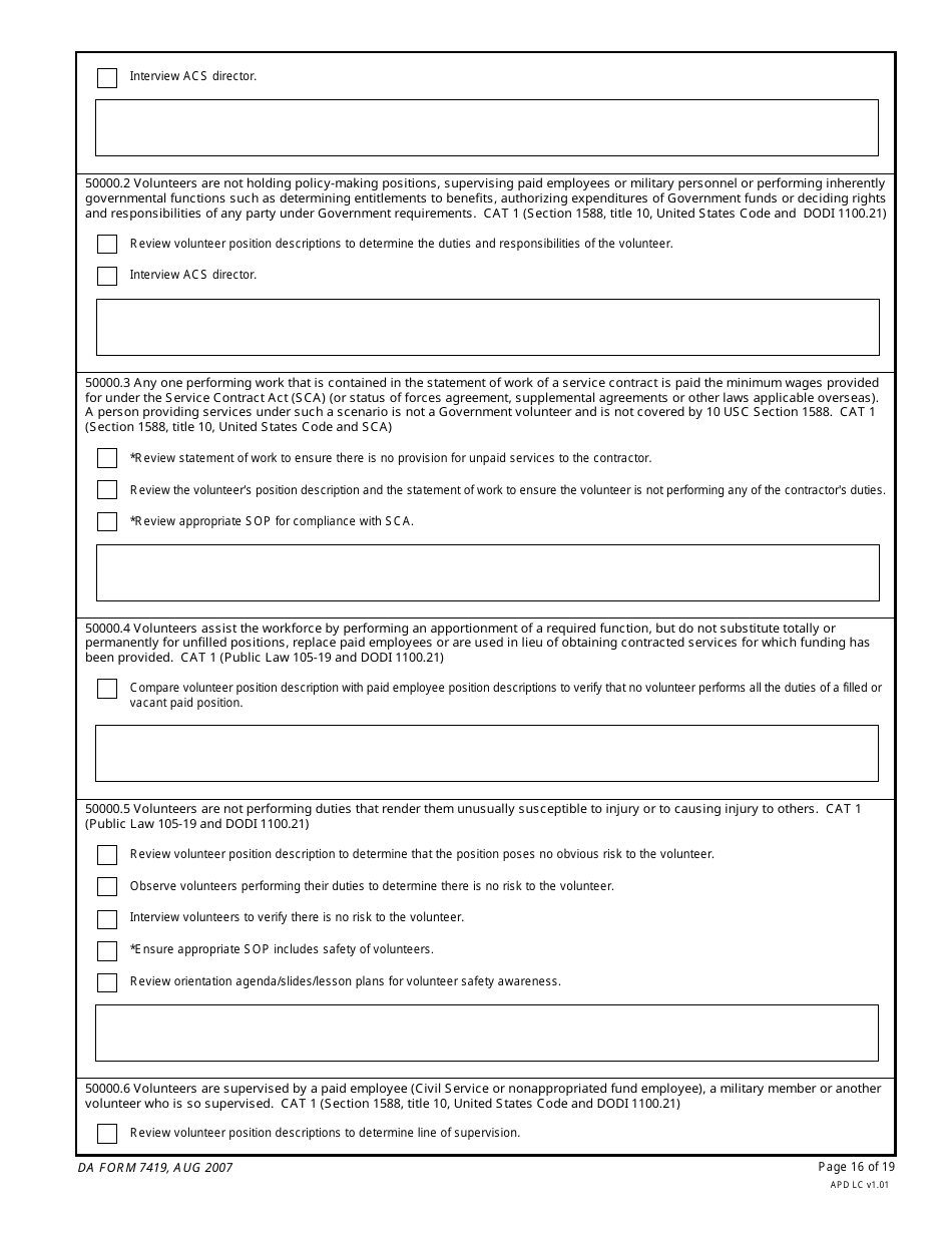 Da Form 7419 - Fill Out, Sign Online And Download Fillable Pdf 