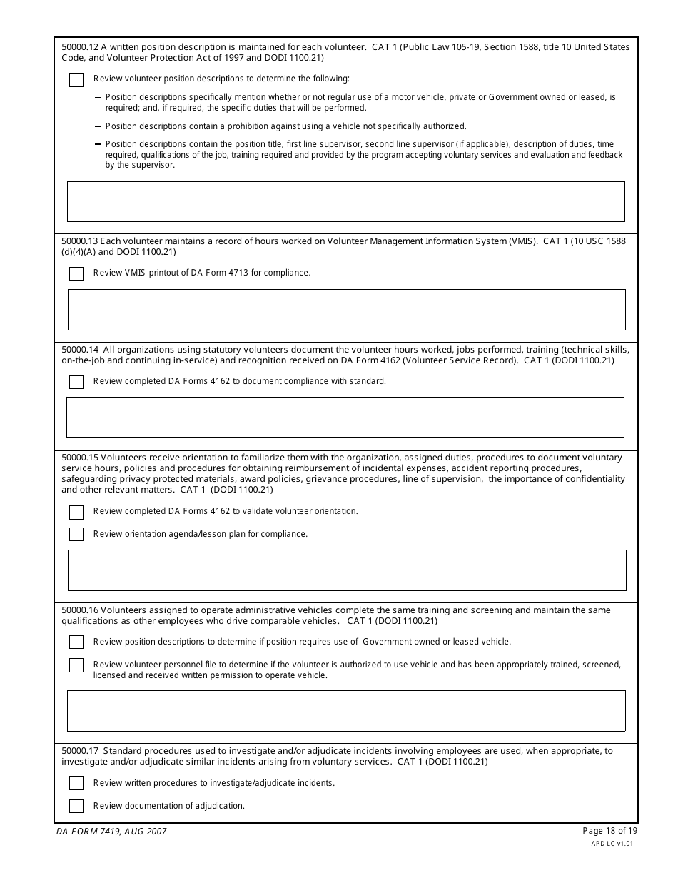 DA Form 7419 Army Community Service (Acs) Accreditation Checklist, Page 18