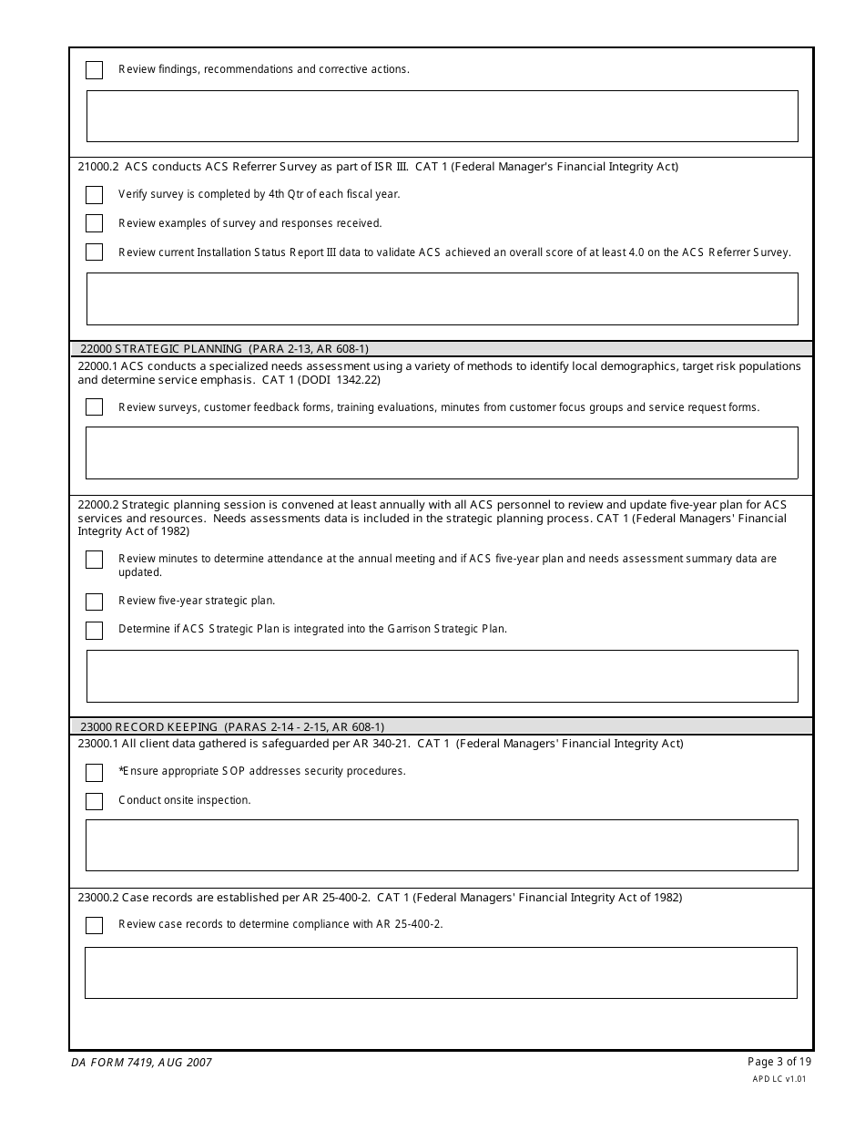 DA Form 7419 Army Community Service (Acs) Accreditation Checklist, Page 3