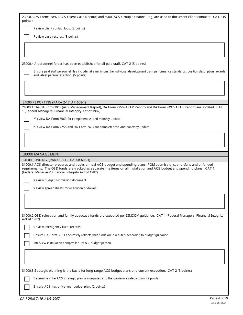 DA Form 7419 Army Community Service (Acs) Accreditation Checklist, Page 4