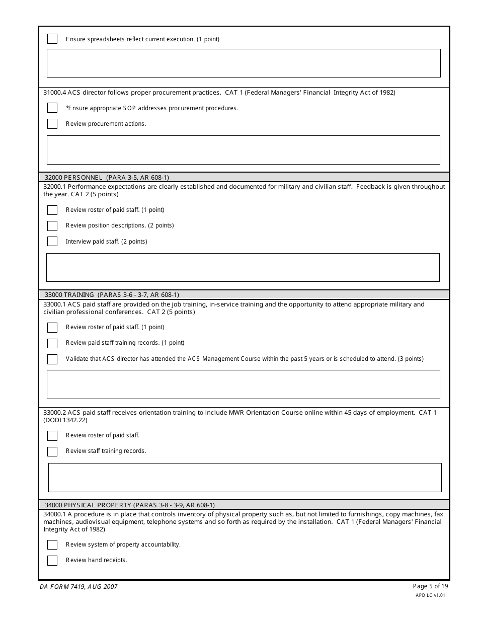 DA Form 7419 - Fill Out, Sign Online and Download Fillable PDF ...