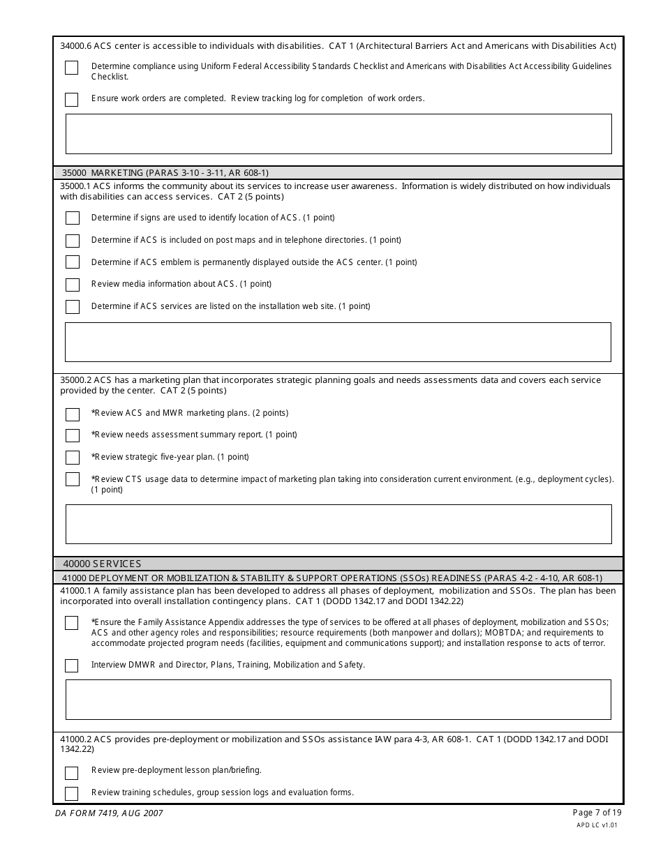 DA Form 7419 Army Community Service (Acs) Accreditation Checklist, Page 7
