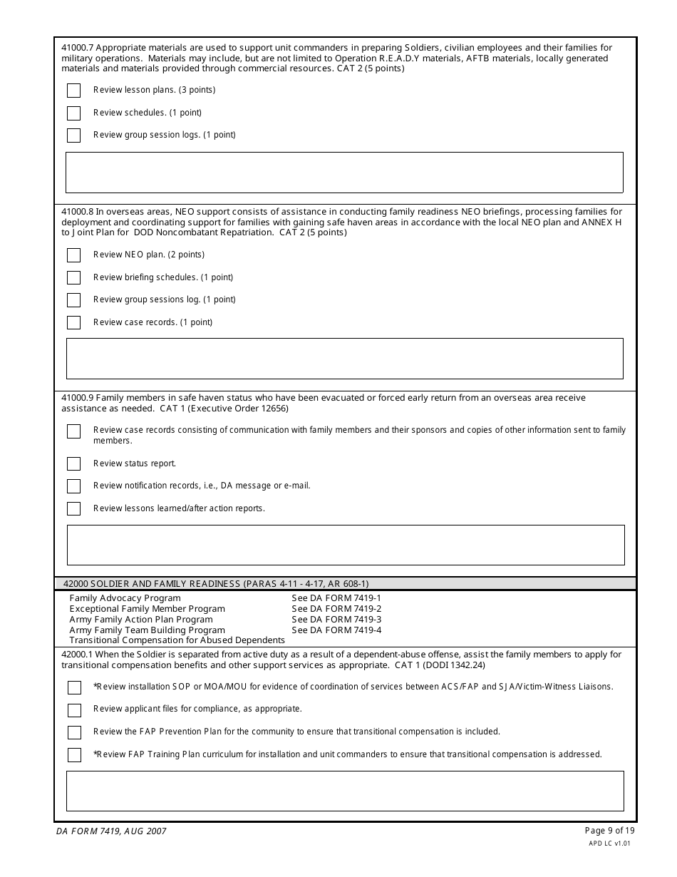 DA Form 7419 - Fill Out, Sign Online and Download Fillable PDF ...