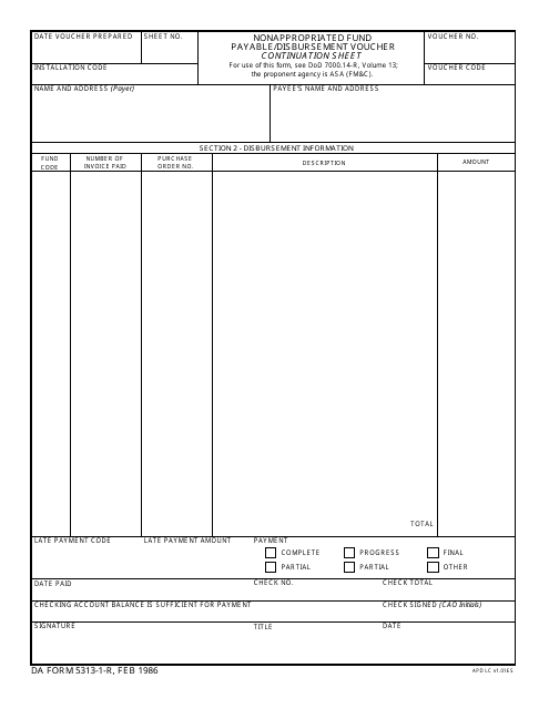 DA Form 5313-1-R  Printable Pdf