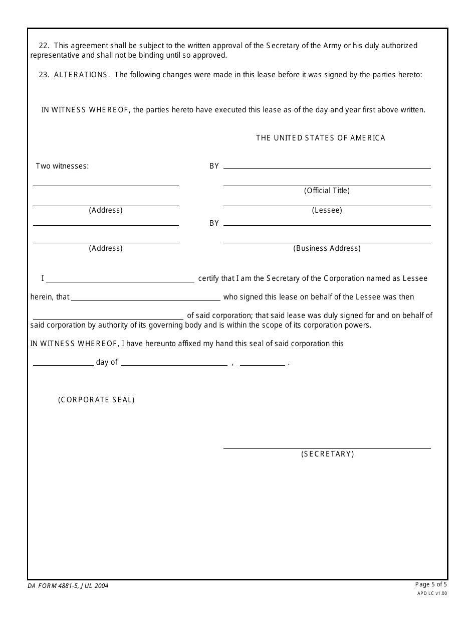 DA Form 4881-5 - Fill Out, Sign Online and Download Fillable PDF ...