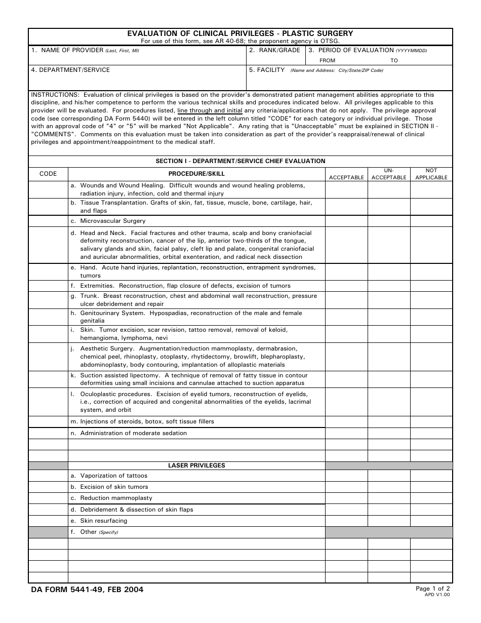 DA Form 5441-49 - Fill Out, Sign Online and Download Printable PDF ...