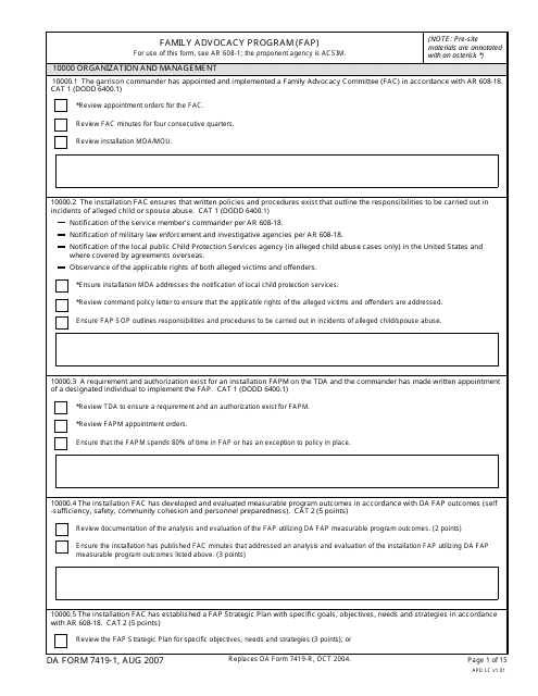 DA Form 7419-1  Printable Pdf