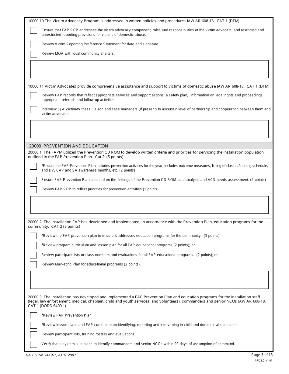 DA Form 7419-1 Family Advocacy Program (Fap), Page 3