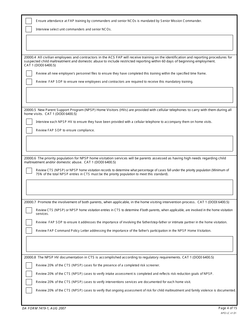 DA Form 7419-1 - Fill Out, Sign Online and Download Fillable PDF ...