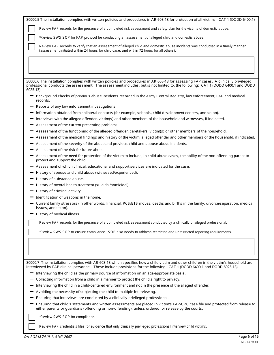 DA Form 7419-1 - Fill Out, Sign Online and Download Fillable PDF ...