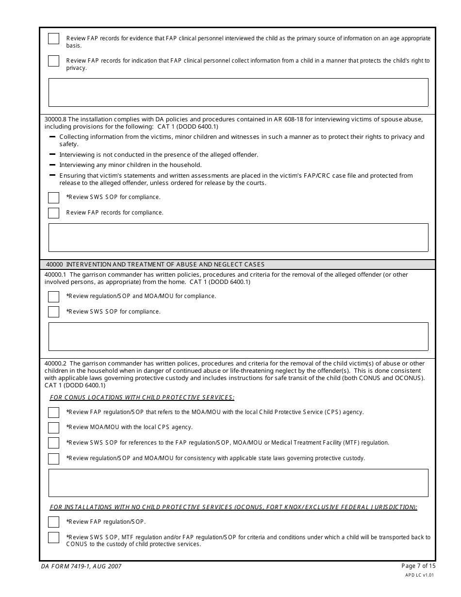DA Form 7419-1 Family Advocacy Program (Fap), Page 7