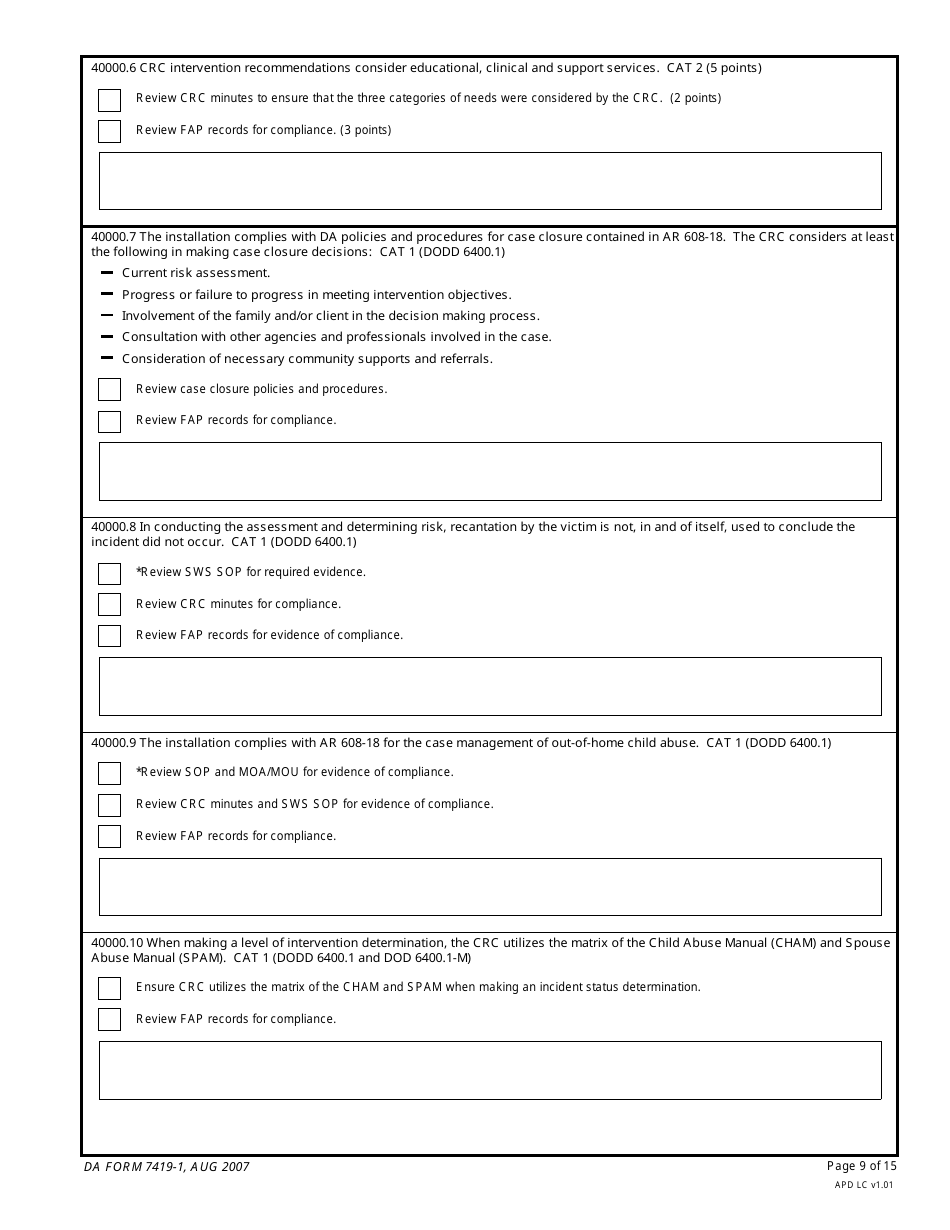 DA Form 7419-1 - Fill Out, Sign Online and Download Fillable PDF ...