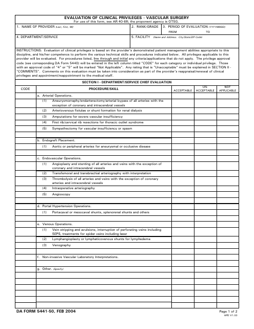 DA Form 5441-50  Printable Pdf