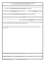 Document preview: DA Form 5330 Release of Remains for Local Disposition