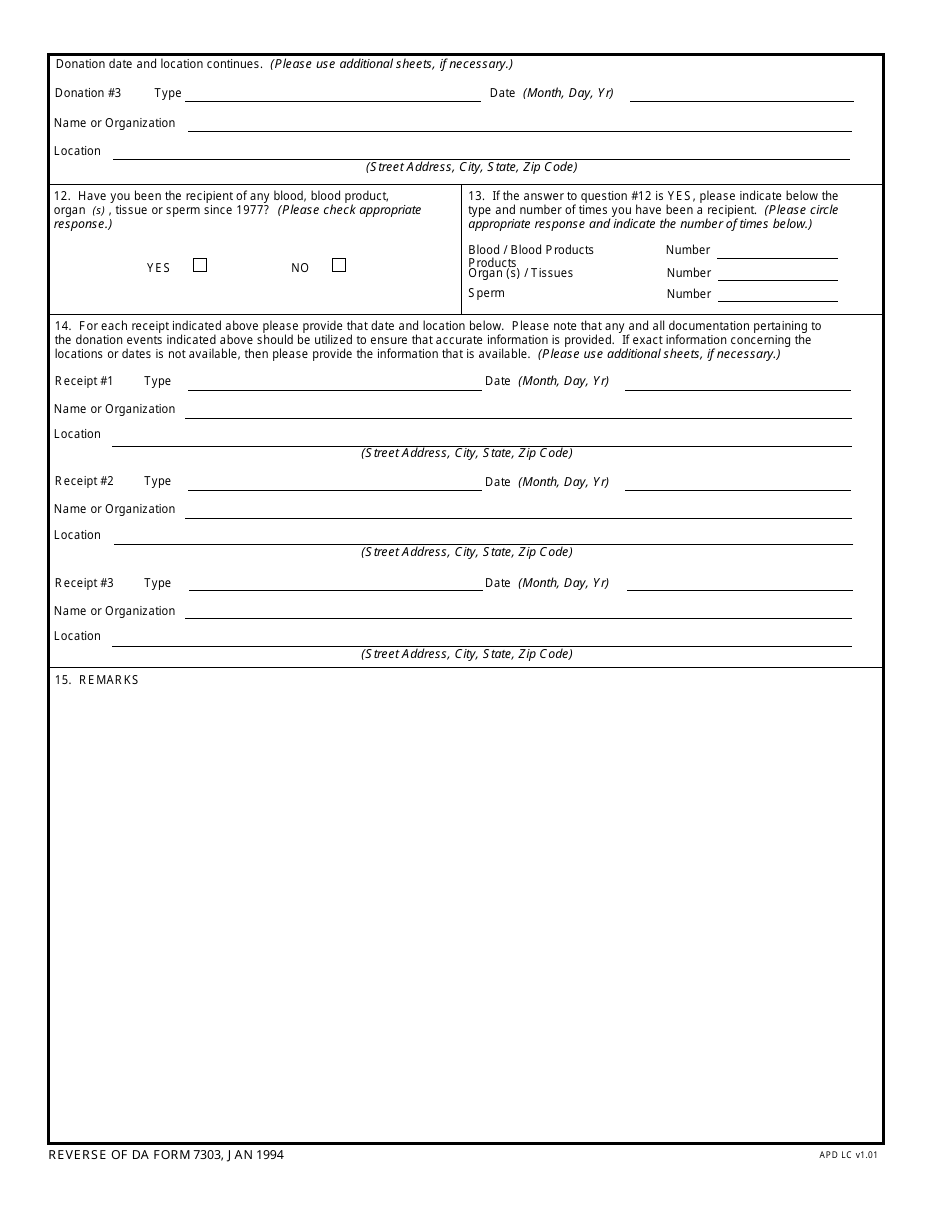 DA Form 7303 - Fill Out, Sign Online and Download Fillable PDF ...