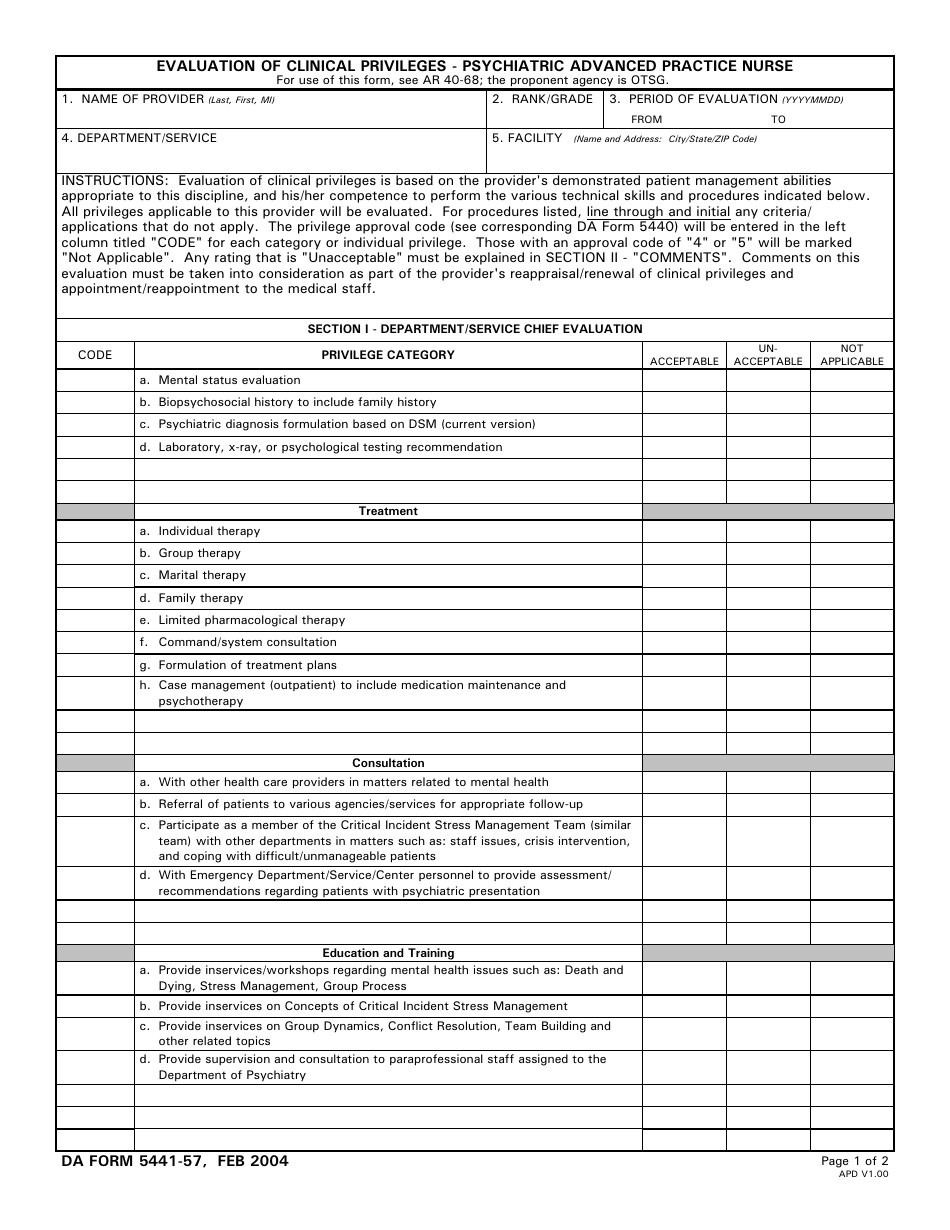 Da Form 5441-57 - Fill Out, Sign Online And Download Printable Pdf 