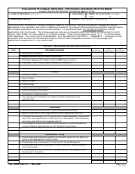 DA Form 5441-57 Evaluation of Clinical Privileges - Psychiatric Advanced Practice Nurse