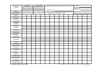 Document preview: DA Form 5450-R Moisture and Density Field Test Sheet