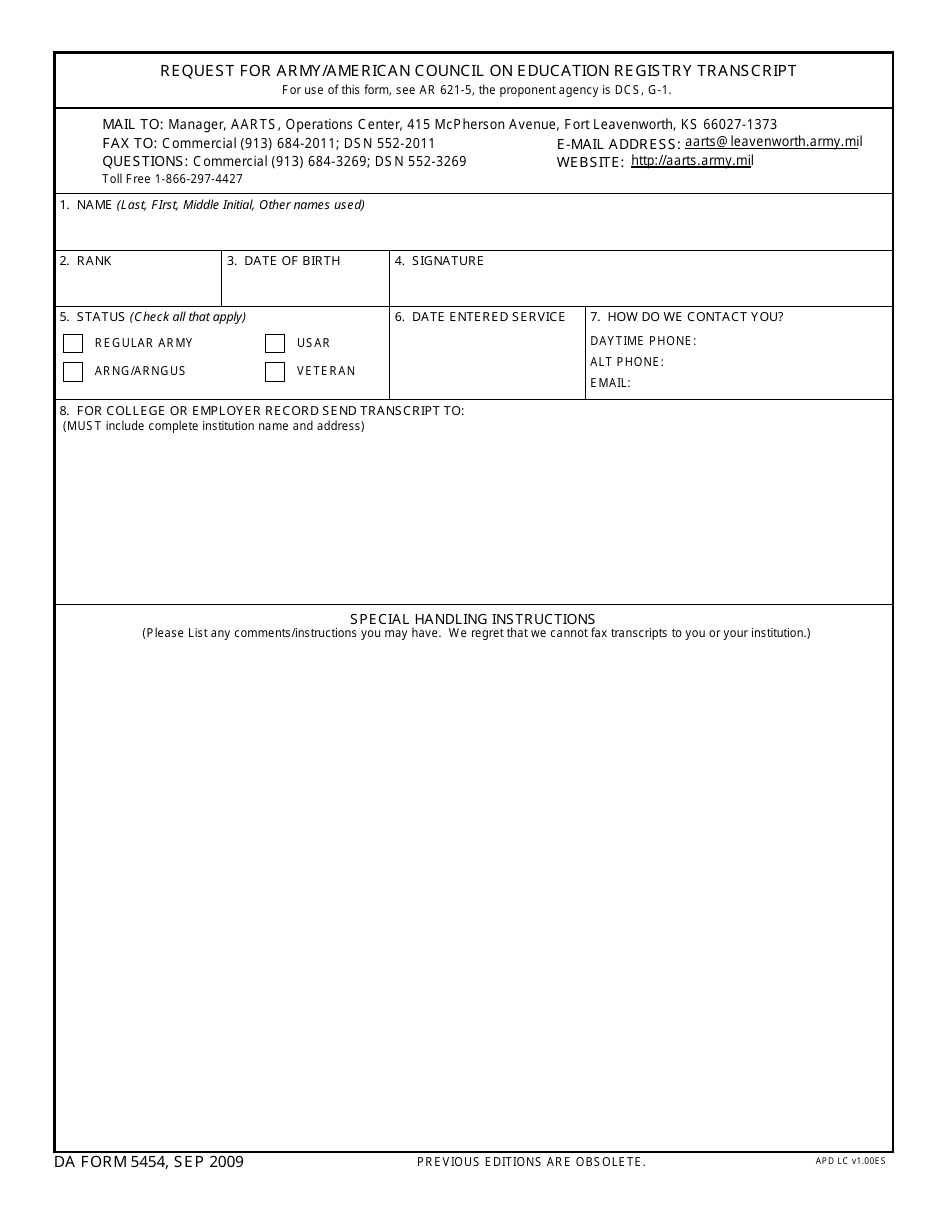 DA Form 5454 - Fill Out, Sign Online and Download Fillable PDF ...