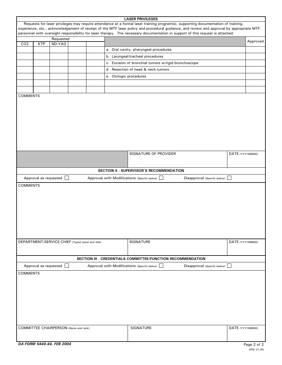 DA Form 5440-44 - Fill Out, Sign Online and Download Printable PDF ...