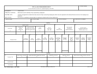 Document preview: DA Form 5462 Tip Allocation Worksheet
