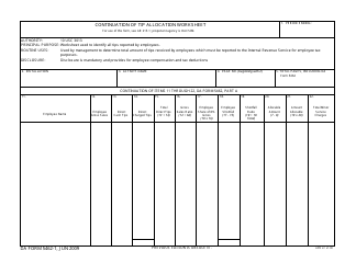 Document preview: DA Form 5462-1 Continuation of Tip Allocation Worksheet