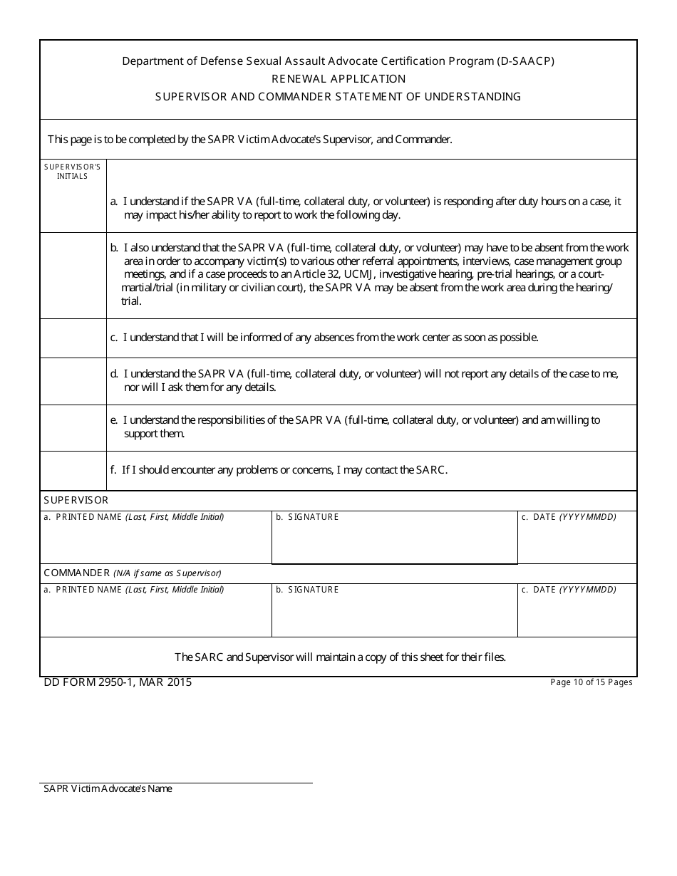 DD Form 2950-1 - Fill Out, Sign Online and Download Fillable PDF ...