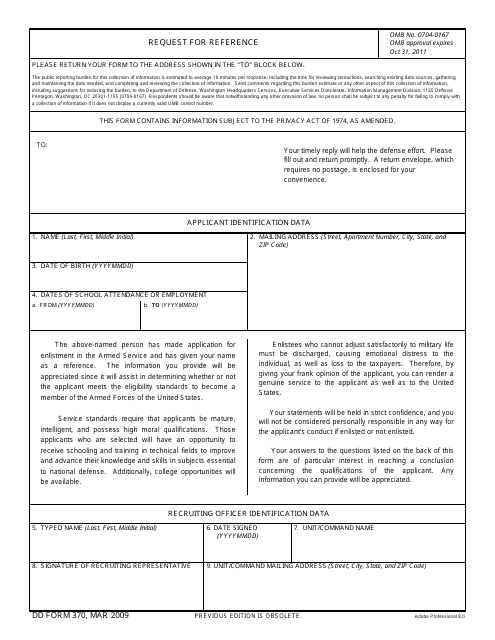 DD Form 370  Printable Pdf