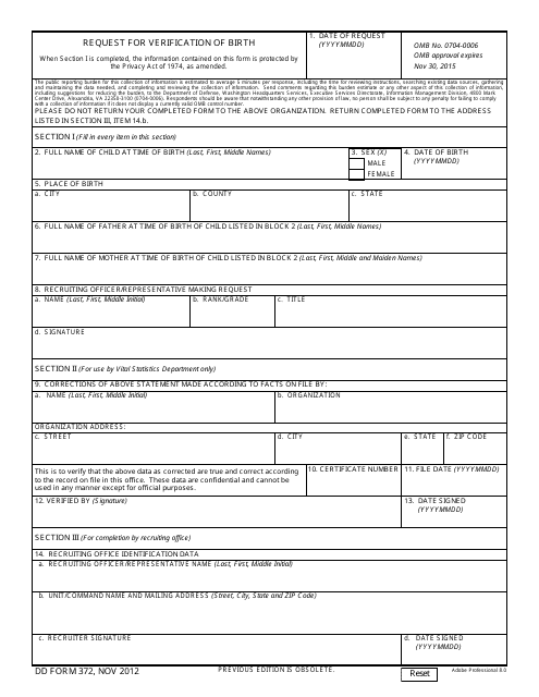 DD Form 372 - Fill Out, Sign Online and Download Fillable PDF ...