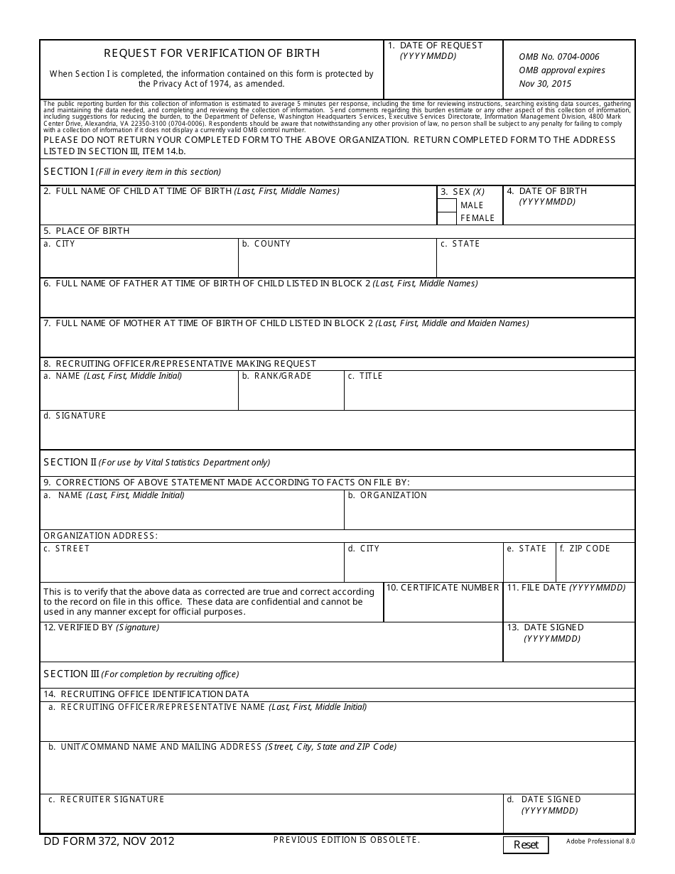 DD Form 372 - Fill Out, Sign Online and Download Fillable PDF ...