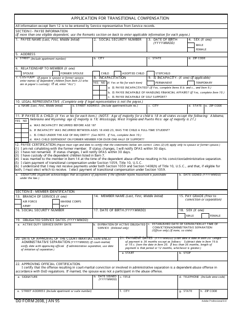 DD Form 2698  Printable Pdf