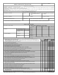 Document preview: DD Form 1800 Mobile Home Inspection Record