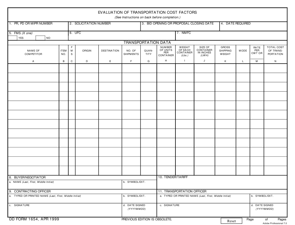 Dd Form 1654 Download Fillable Pdf Or Fill Online Evaluation Of 