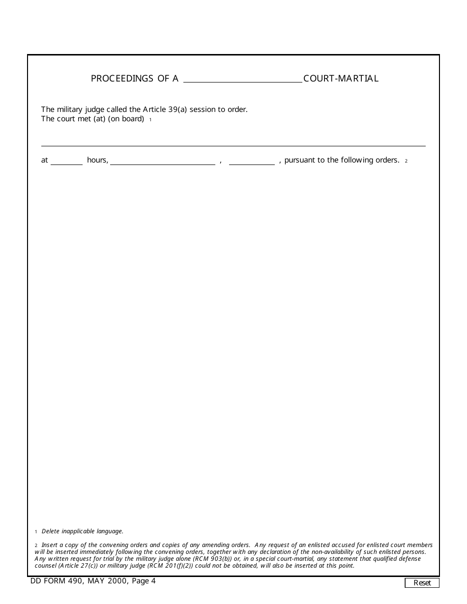 DD Form 490 Record of Trial, Page 6