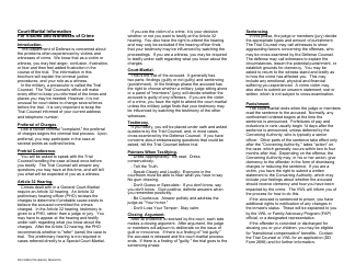 DD Form 2702 Court-Martial Information for Victims and Witnesses of Crime, Page 2