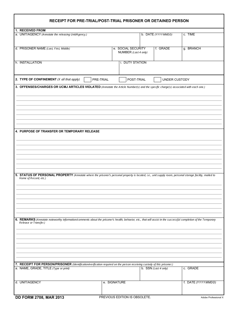 DD Form 2708 - Fill Out, Sign Online and Download Fillable PDF ...