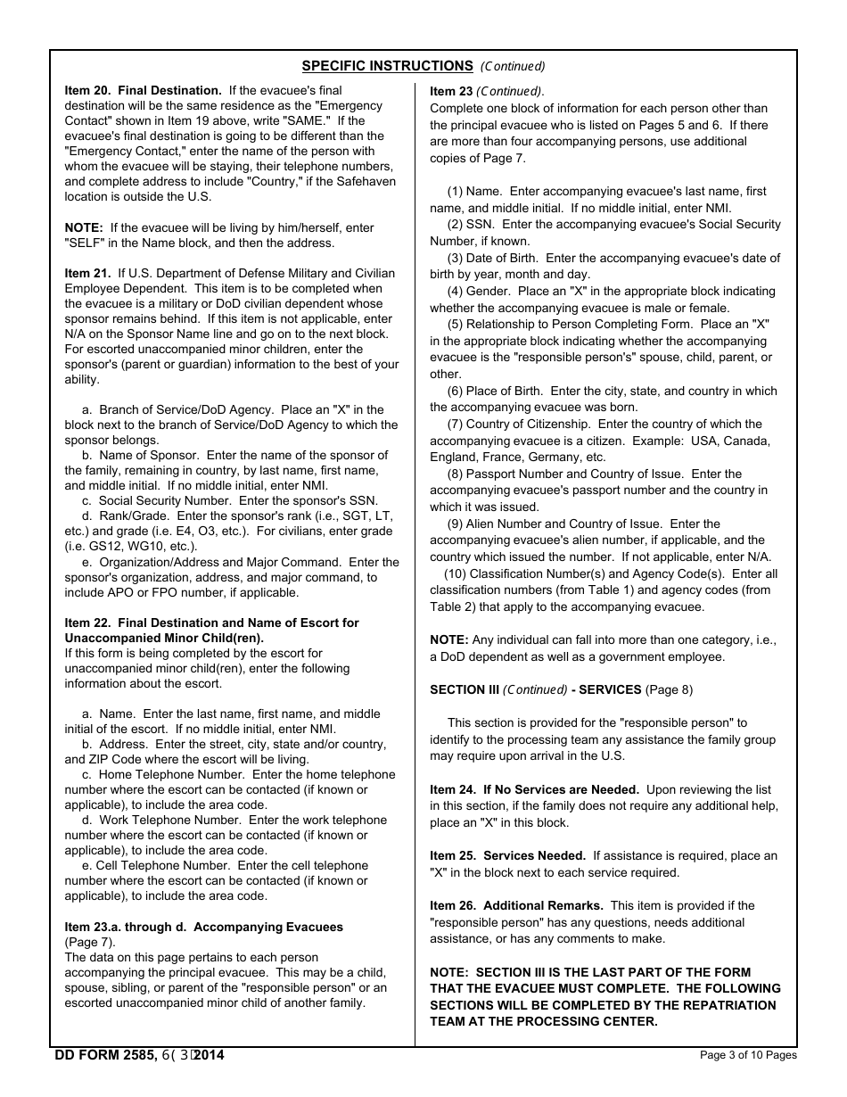 DD Form 2585 Fill Out, Sign Online and Download Fillable PDF
