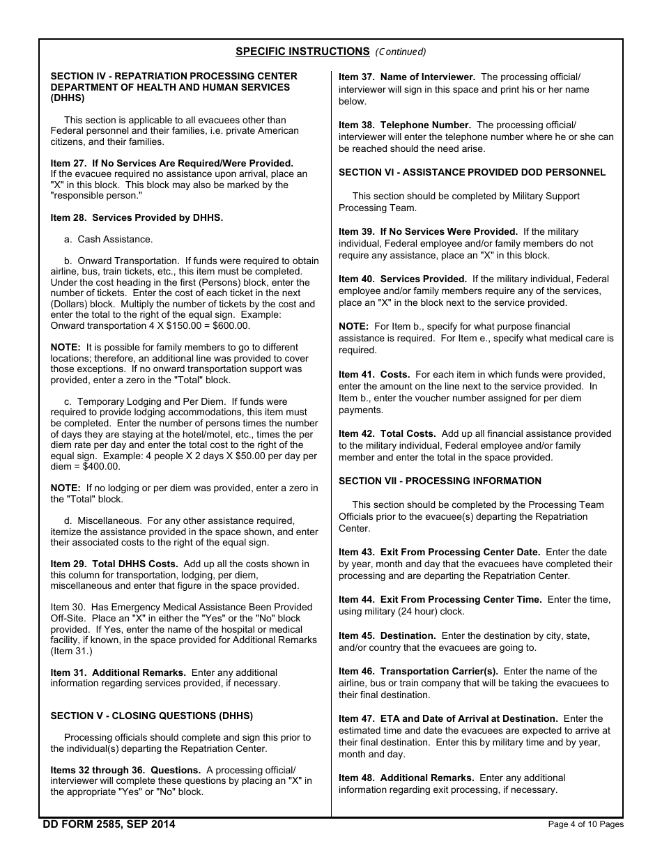 DD Form 2585 Fill Out, Sign Online and Download Fillable PDF