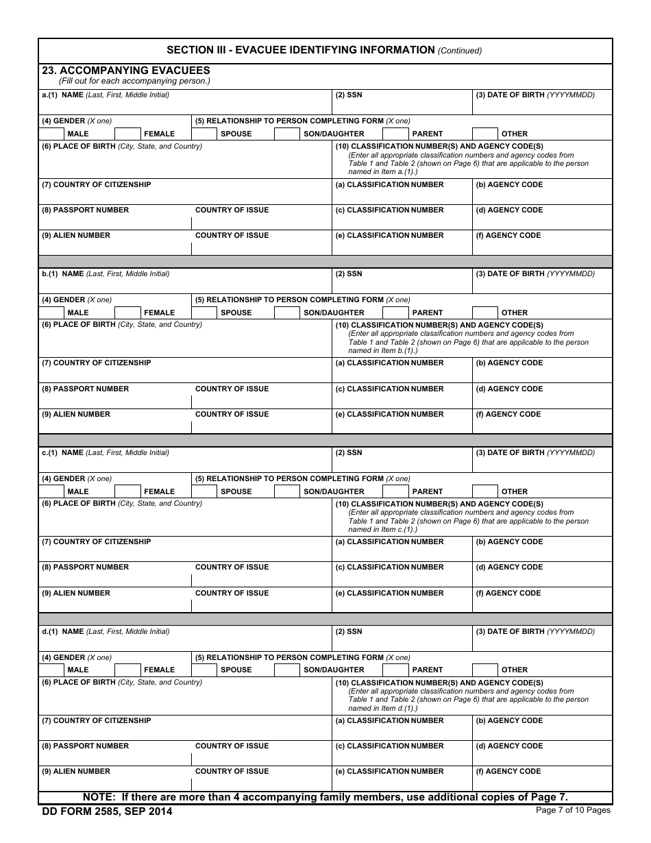 DD Form 2585 - Fill Out, Sign Online and Download Fillable PDF ...