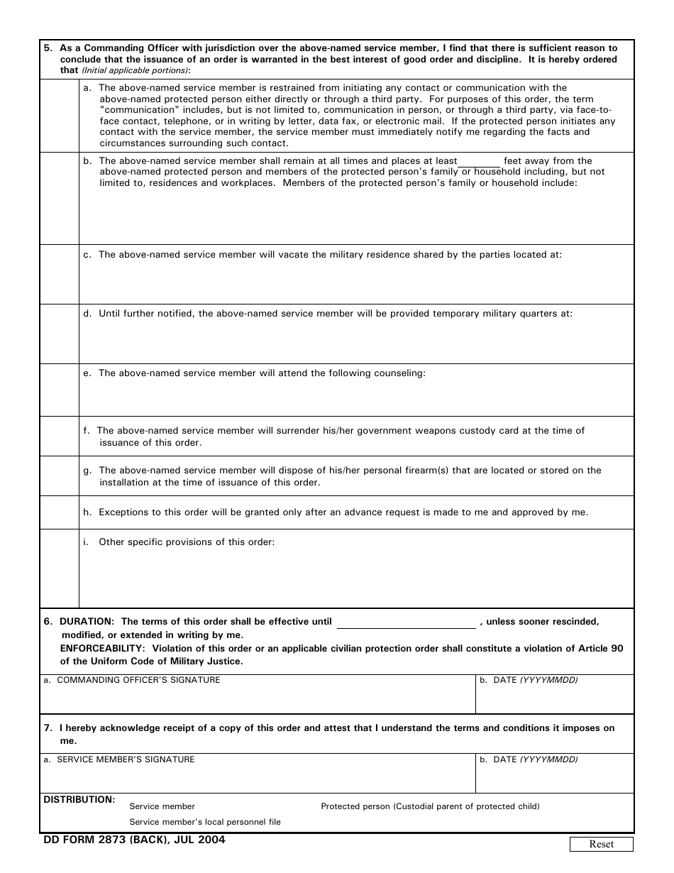 DD Form 2873 - Fill Out, Sign Online and Download Fillable PDF ...