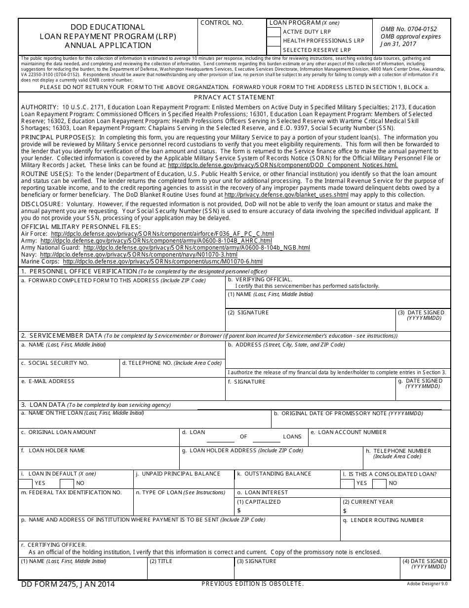 DD Form 2475 - Fill Out, Sign Online and Download Fillable PDF ...