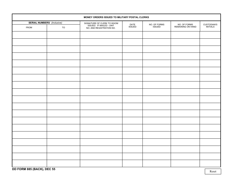 DD Form 885 - Fill Out, Sign Online and Download Fillable PDF ...