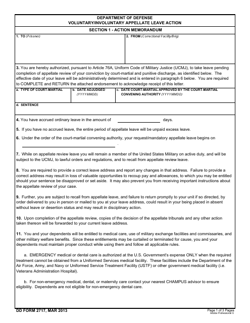 DD Form 2717  Printable Pdf