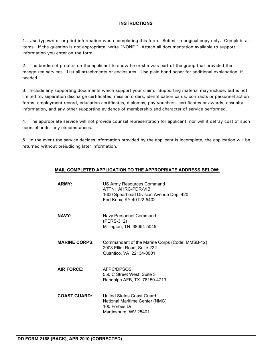 DD Form 2168 Fill Out Sign Online And Download Fillable PDF