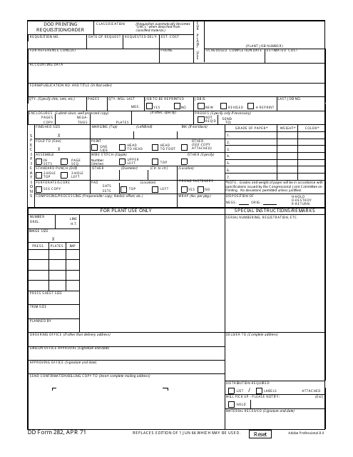 DD Form 282  Printable Pdf